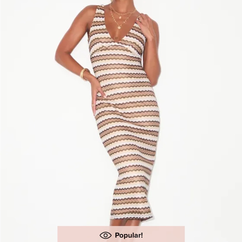 Lulu's Chic Wavy Striped Midi Dress